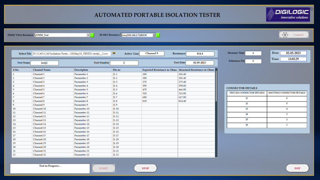 Automated Portable Isolation Tester_GUI_Digilogic systems